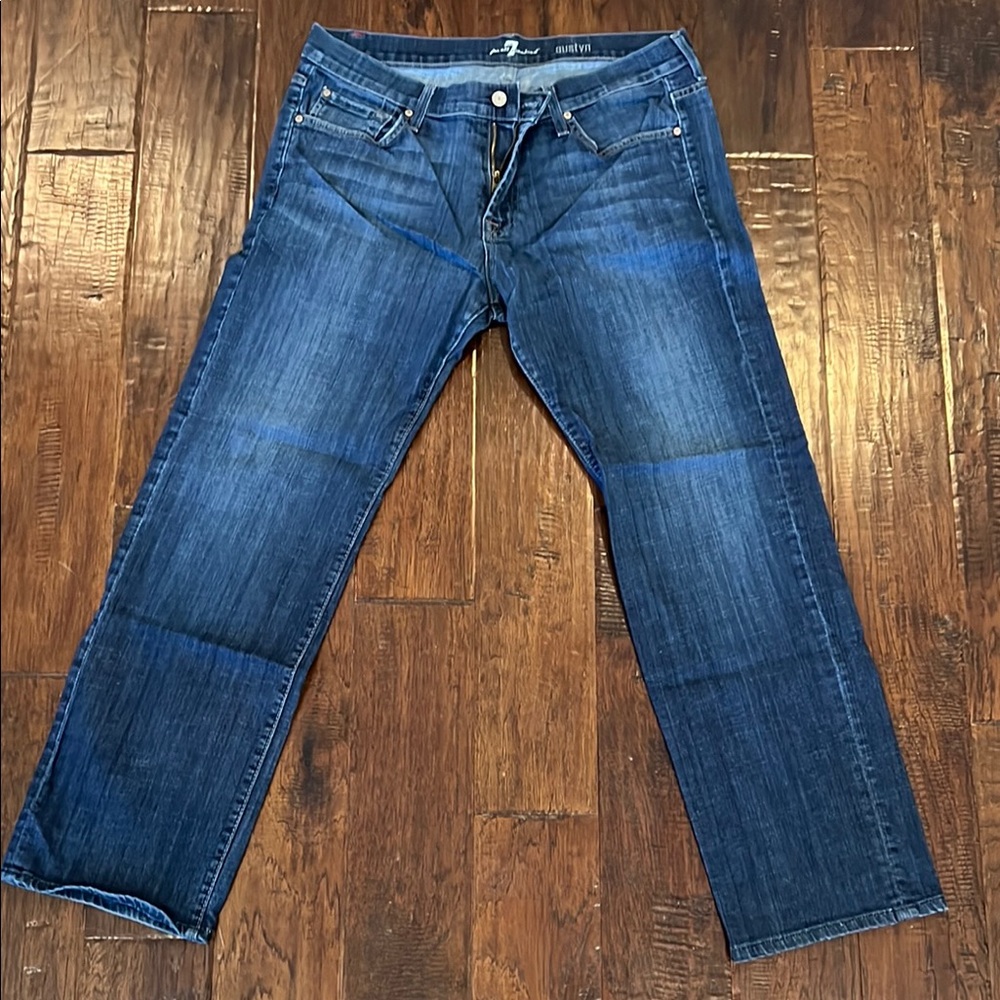 7 For All Mankind Relaxed Blue Jeans with Worn-In Look